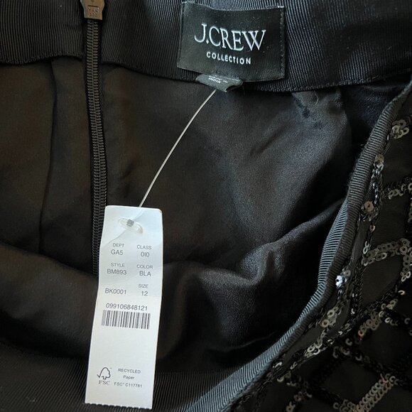 NWT J Crew Black Semi Sheer Sequin Skirt Size 12 - Picture 4 of 4